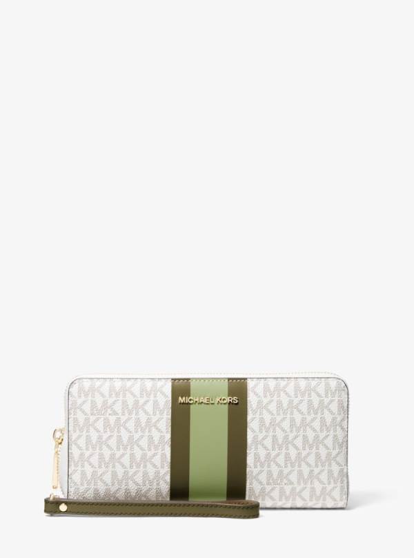 Damske Penazenky Michael Kors Logo Stripe Continental Wristlet Svetlo Olivovo Zelená Olivovo Zelená - Doplnky Michael Kors Vypredaj | XQIFW-3498